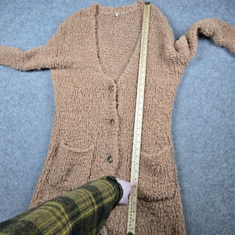 R13 Teddy Bear Cardigan Womens XS Oatmeal Brown Fuzzy Wool Blend Longline Grunge - Picture 15 of 16
